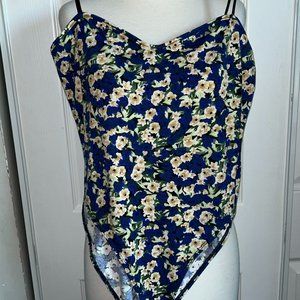 flowered bodysuit spaghetti strap